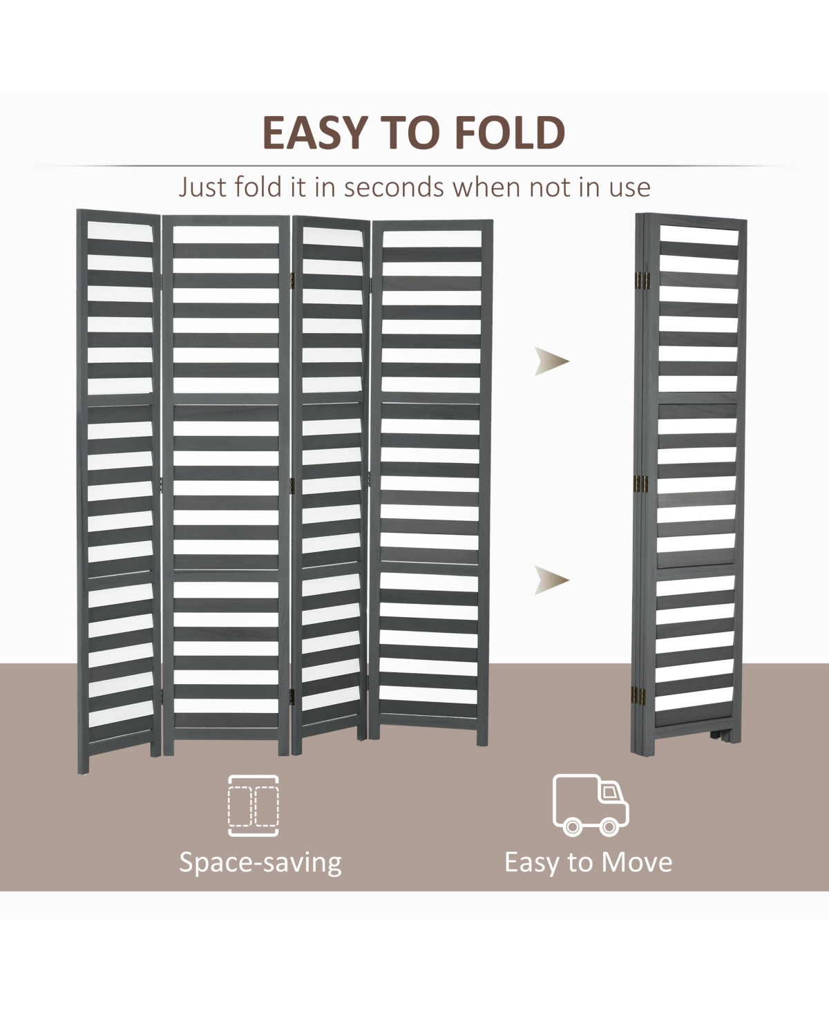 Homcom 5.6' 4 Panel Room Divider Folding Privacy Screen Panel, /