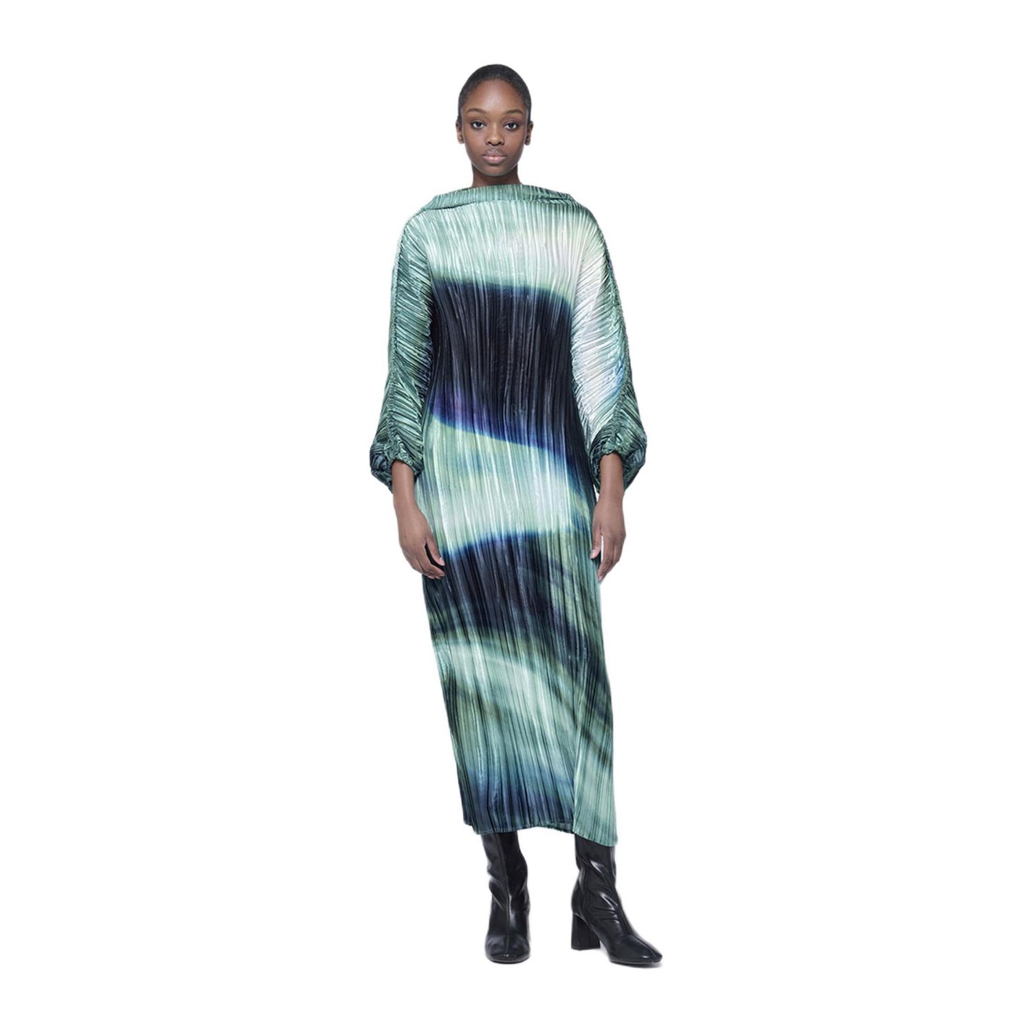 Women's Printed Plisse Batwing Dress