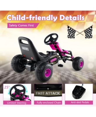 Kids Pedal Go Kart with Steering Wheel and Gear Shifter and Handbrake