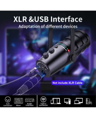 XLR/USB Mic Kit: Noise Cancel/Echo/Mute/Volume with Boom Stand for Gaming/Podcast/Streaming/Recording on PC/Mac/PS4/PS5/Phone/Mixers