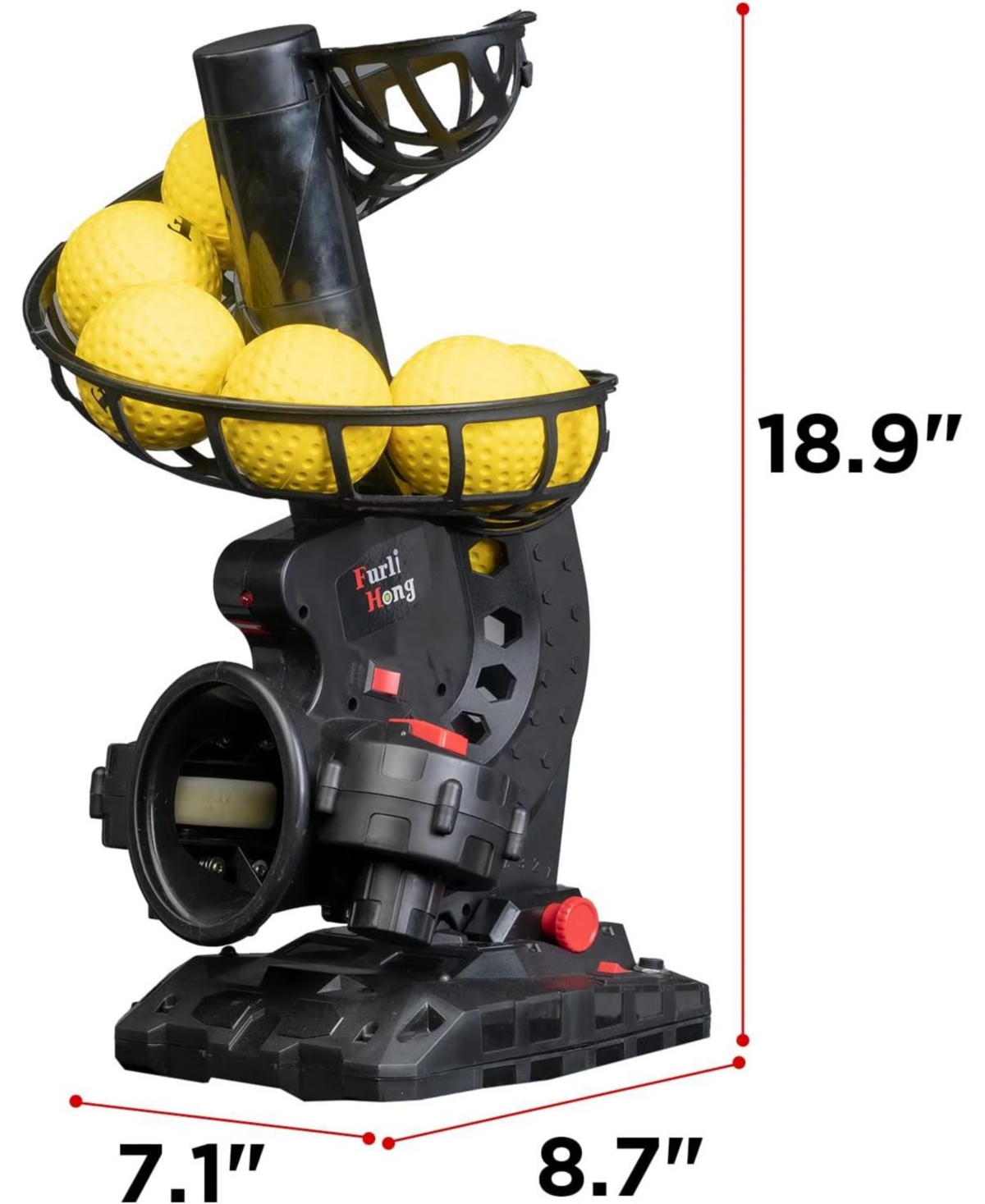 Furlihong Electronic Baseball Pitching Machine with Adjustable Speed & Angles, Includes 8 Dimpled Balls, Ac Adapter or Battery Powered for Beginners