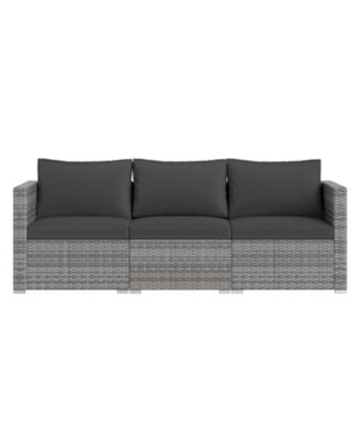 Set of 3 Patio Sectional Sofa Set PE Rattan Modular Couch Furniture Set w/Cushions