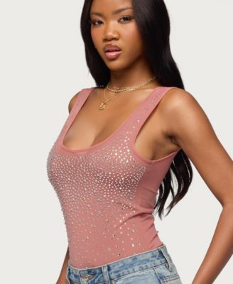 Women's Angelita Rhinestone Sheer Mesh Bodysuit