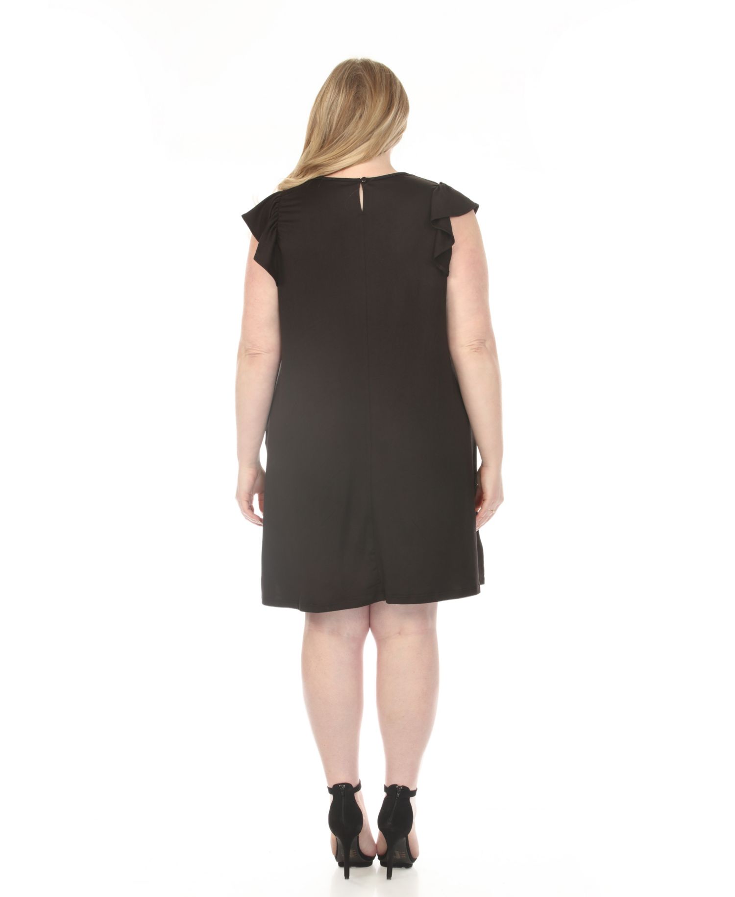 Plus Size Crew Neck Ruffle-Sleeve Dress