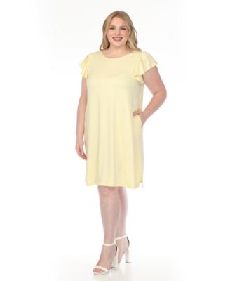 Plus Size Crew Neck Ruffle-Sleeve Dress