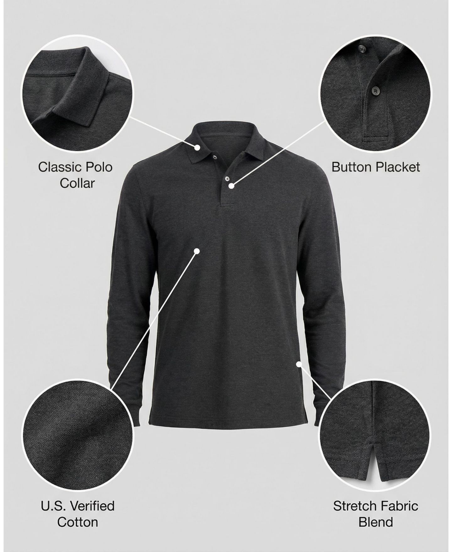 Мужское поло Club Room Solid Stretch Polo Shirt, цвет: Яркий белый — фото 7