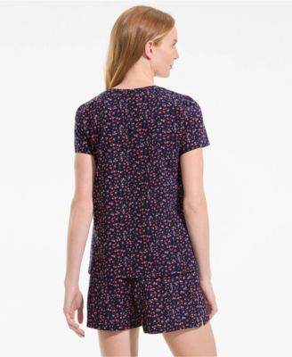 Women's Knit 2 Piece Pajama Set - Short Sleeve Top and Shorts