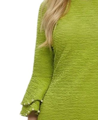 Petite Long-Sleeve Dress With Bell Cuffs