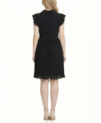 Petite Plisse Pleated Short-Sleeve Dress