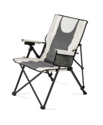 Heated Camping Chair, High Back Folding Chair with 3 Heat Settings, Padded Seat, Armrests & Cupholder, 260 lb Capacity