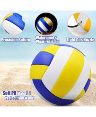 Official Size 5 Volleyball with Premium PU Leather and Soft Touch Surface Includes Ball Pump Inflation Needle and Mesh Carrying Bag