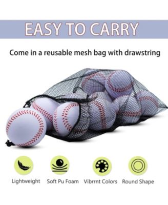 Pack of 12 Soft Foam Practice Baseballs Standard Size PU Foam Training Balls for Batting Fielding and Pitching with Carrying Bag