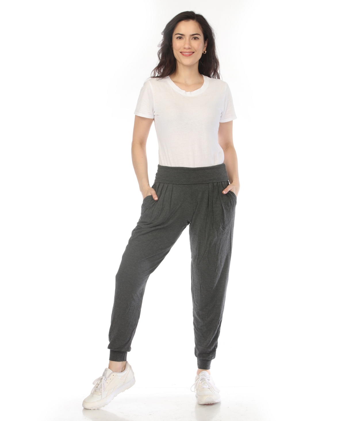 White Mark Women's High-Waist Pleated Lounge Pants