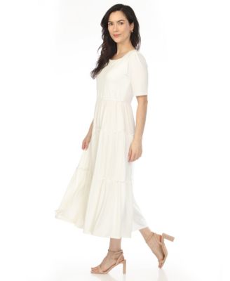 Women's Square Neck Short-Sleeve Tiered Dress