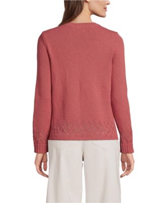 Women's Pointelle Crew Neck Cardigan Sweater