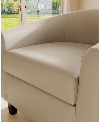 Accent Chairs Faux Leather Chairs Barrel Club Chairs Comfy Living Room Chairs with Sturdy Legs for Bedroom Reading Room Waiting Room