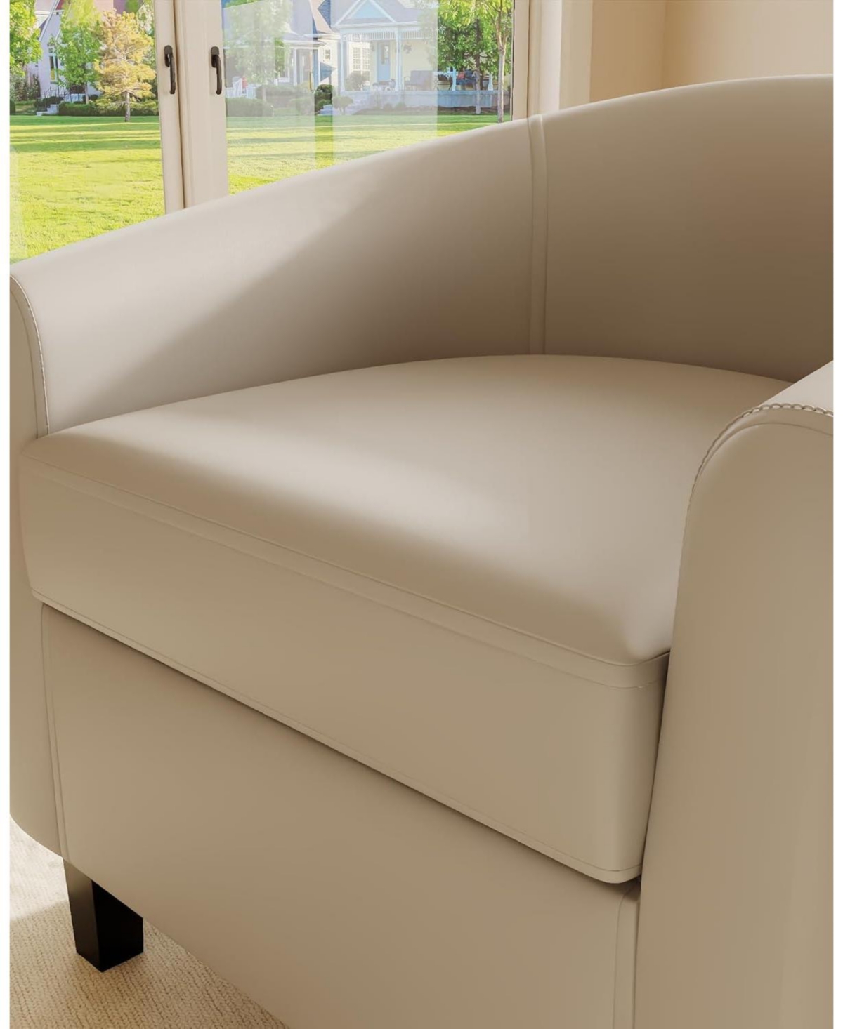 Gaomon Accent Chairs Faux Leather Chairs Barrel Club Chairs Comfy Living Room Chairs with Sturdy Legs for Bedroom Reading Room Waiting Room