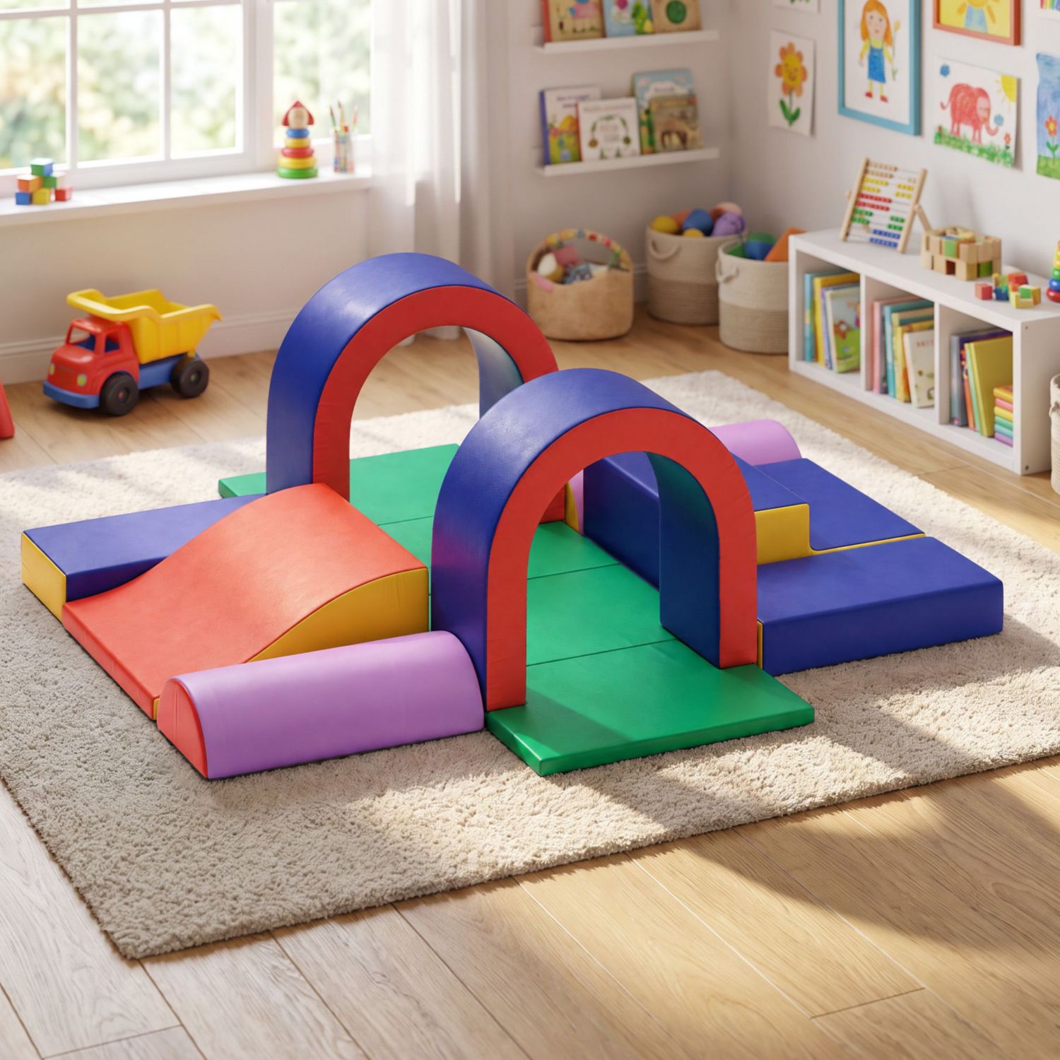 10-Piece Climb and Crawl Activity Play Set, Soft Foam Block for Climbing, Crawling and Sliding