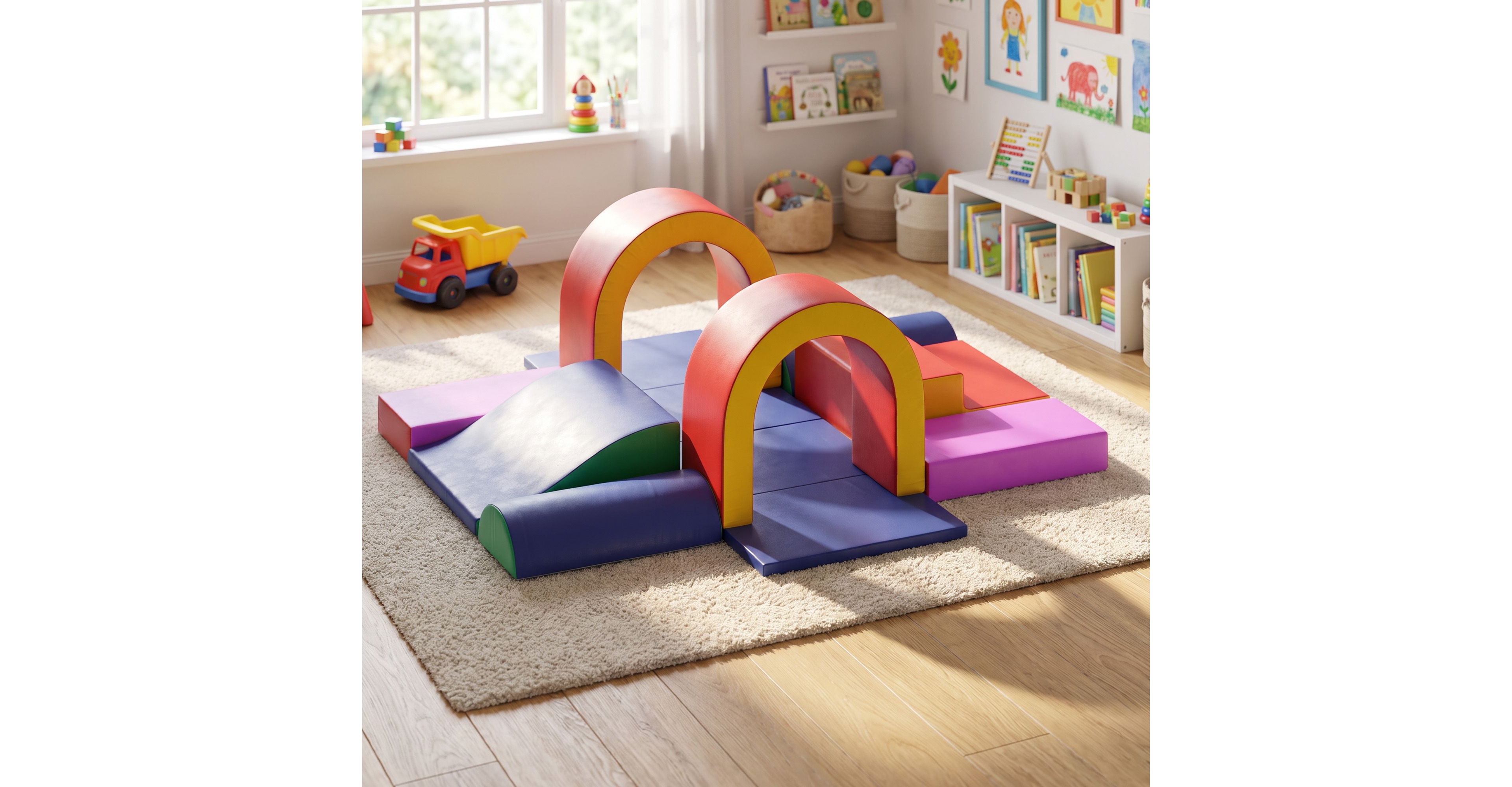 Kinder King 10-Piece Climb and Crawl Activity Play Set, Soft Foam Block for Climbing, Crawling Sliding