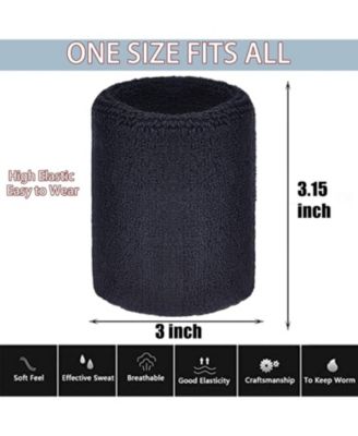 10 Pairs Wrist Sweatbands for Men and Women Cotton Terry Cloth Absorbing Wrist Bands for Tennis Basketball Running and Gym Training.