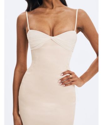 Women's Gracie Butter Ruched Satin Midi Dress