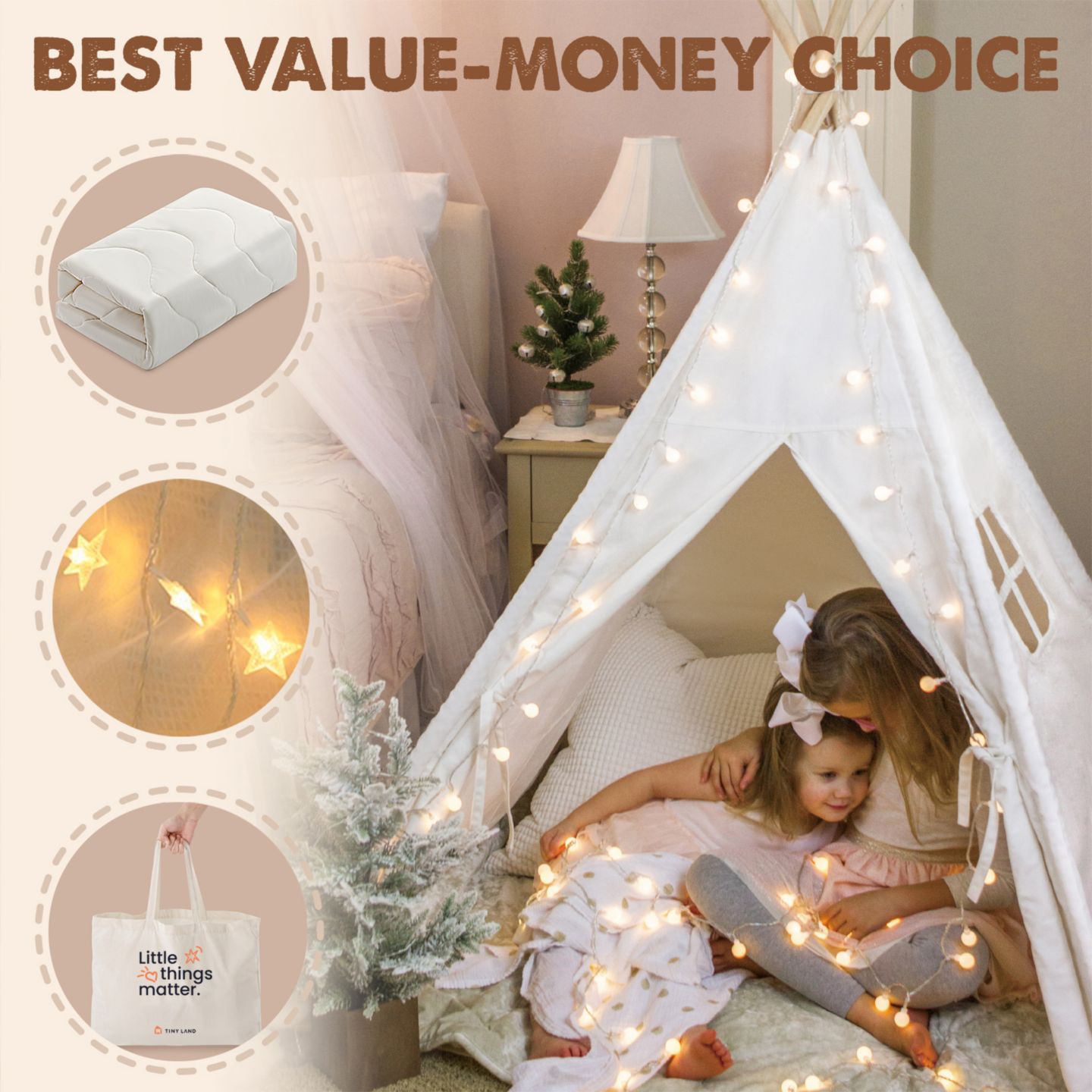 Детская игрушка Tiny Land Teepee Tent for Kids with Mat - Indoor Play Tent with Mat — фото 4