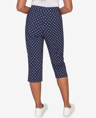 Women's Port Side Polka Dot Flat Front Denim Capri Jeans