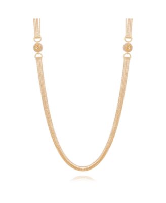 Gold-Tone Played Layered Chain Necklace