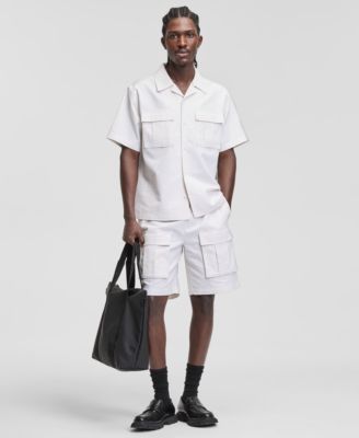 Men's Pull-On 9" Utility Shorts & Linen-Blend Relaxed Utility Shirt
