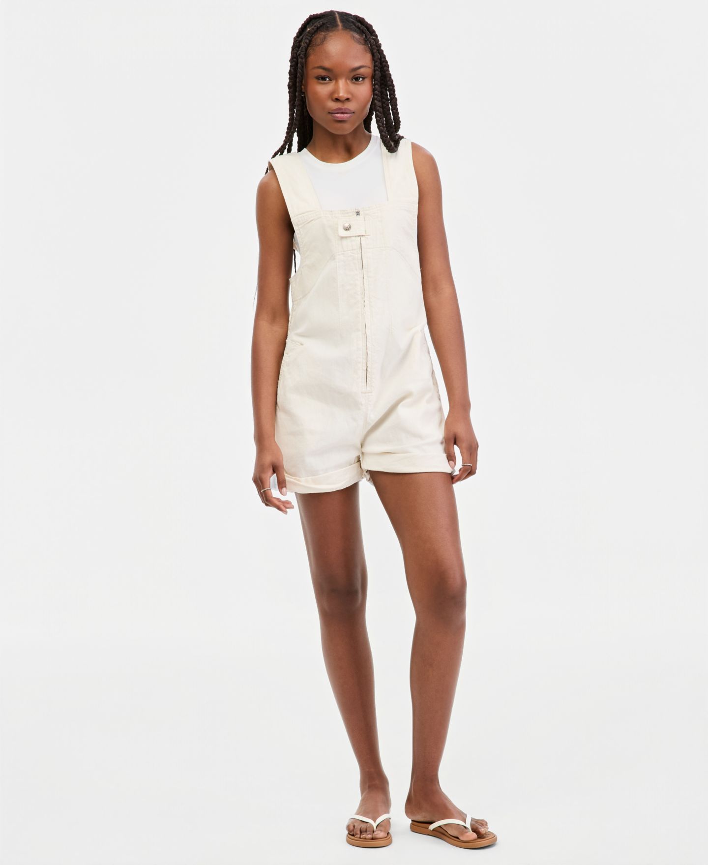 Женские комбинезоны Free People We The Free Square Neck Jude Shortalls, цвет: Экрю — фото 6