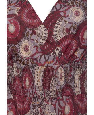 Women's Printed V-Neckline Tie Halter Dress