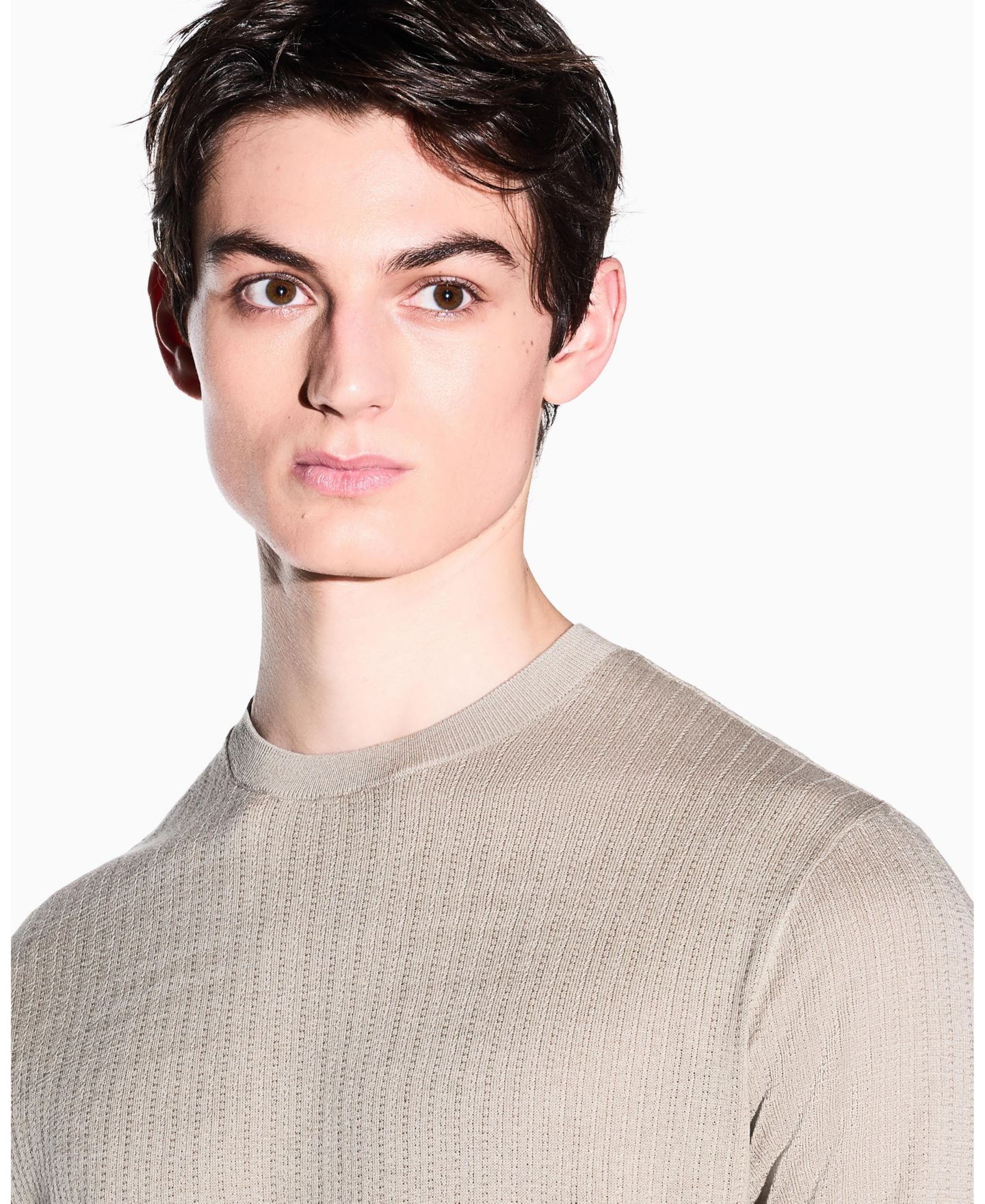 Мужской свитер A|X Armani Exchange Ibiza X Short Sleeve Ribbed, цвет: Бежевый — фото 4