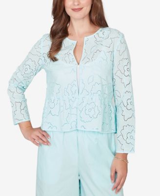 Petite Floral Eyelet Peplum Jacket