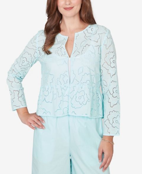Женские куртки Ruby Rd. Petite Floral Eyelet Peplum Jacket
