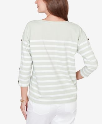 Petite Yarn Dyed Stripe Knit Top