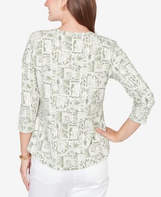 Petite Seashell Patchwork Knit Top