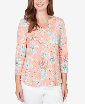 Petite Embellished Oceania Floral Knit Top