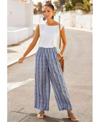 Women's Striped Wide Leg Pants