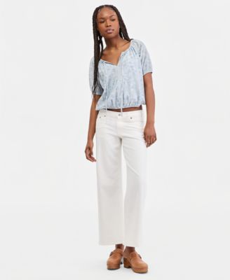 Women's Printed Short-Sleeve Bubble Top