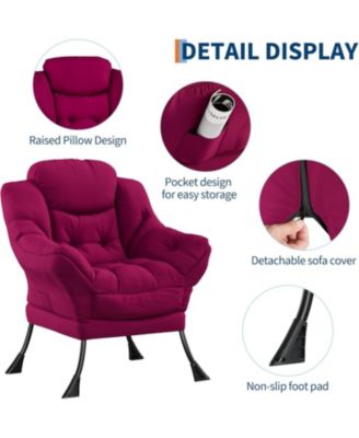 Lazy Chair for Living Room - Modern Large Accent Lounge Armchair with Side Pocket, Comfy Leisure Sofa Reading Chair for Bedroom