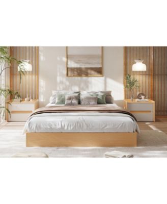 King Wood Platform Bed Frame with Wood Slat Support