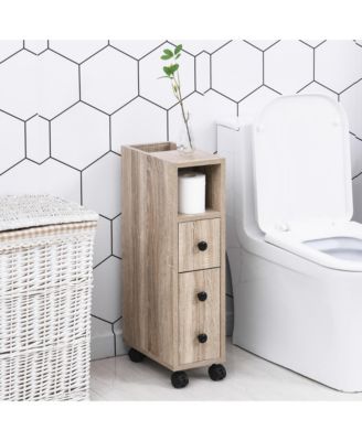 Bathroom Cabinet - Freestanding Storage Cabinet with 4 Wheels, 1 Open Shelf, 1 Drawer 1 Door Cabinet