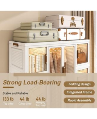 12 Magnetic Doors, 2 Hanging Rods & 16 Hangers Portable Wardrobe Closet