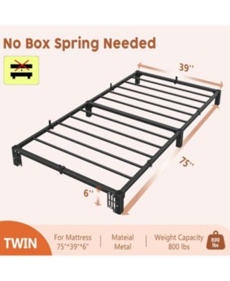 6 in Twin Bed Frame, Heavy Duty Metal Platform Bed Frame with Durable Iron Slat Support and Legs, No Box Spring Required, Support Up to 800 LBS