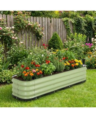 Galvanized Raised Garden Bed 63'' Self-Watering Planter Box with Drainage Plug and Water Reservoir for Indoor & Outdoor Gardening