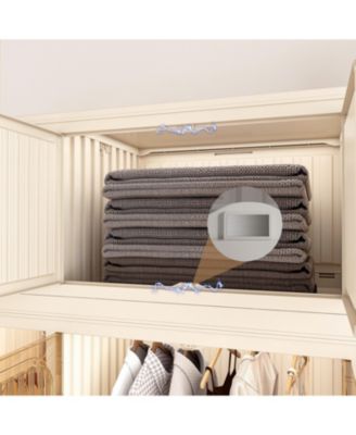 Portable Wardrobe Closet with 12 Magnetic Doors, 1 Hanging Rod & 6 Hangers