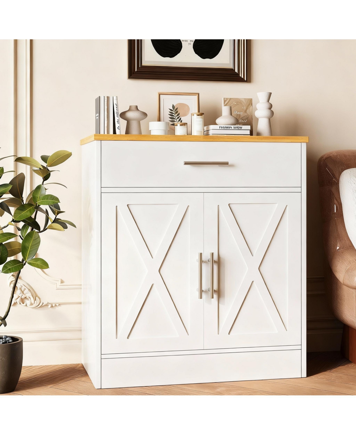 Yigii Farmhouse Coffee Bar Cabinet