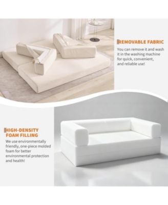 Convertible Couch - 78.7" Folding Sofa Bed with 2 Pillows,   No Assembly Required for Living Room, Bedroom