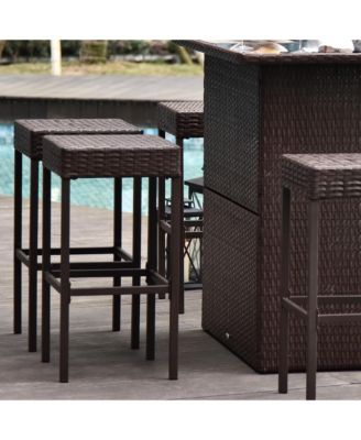 Wicker Outdoor Bar Set, High Top Outdoor Table and Chairs,