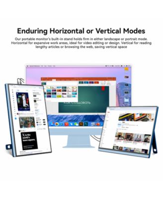 16" Portable 1920×1200P IPS Monitor, USB-C & HDMI, 0.3" Ultra-Slim, with Kickstand for Travel & Office